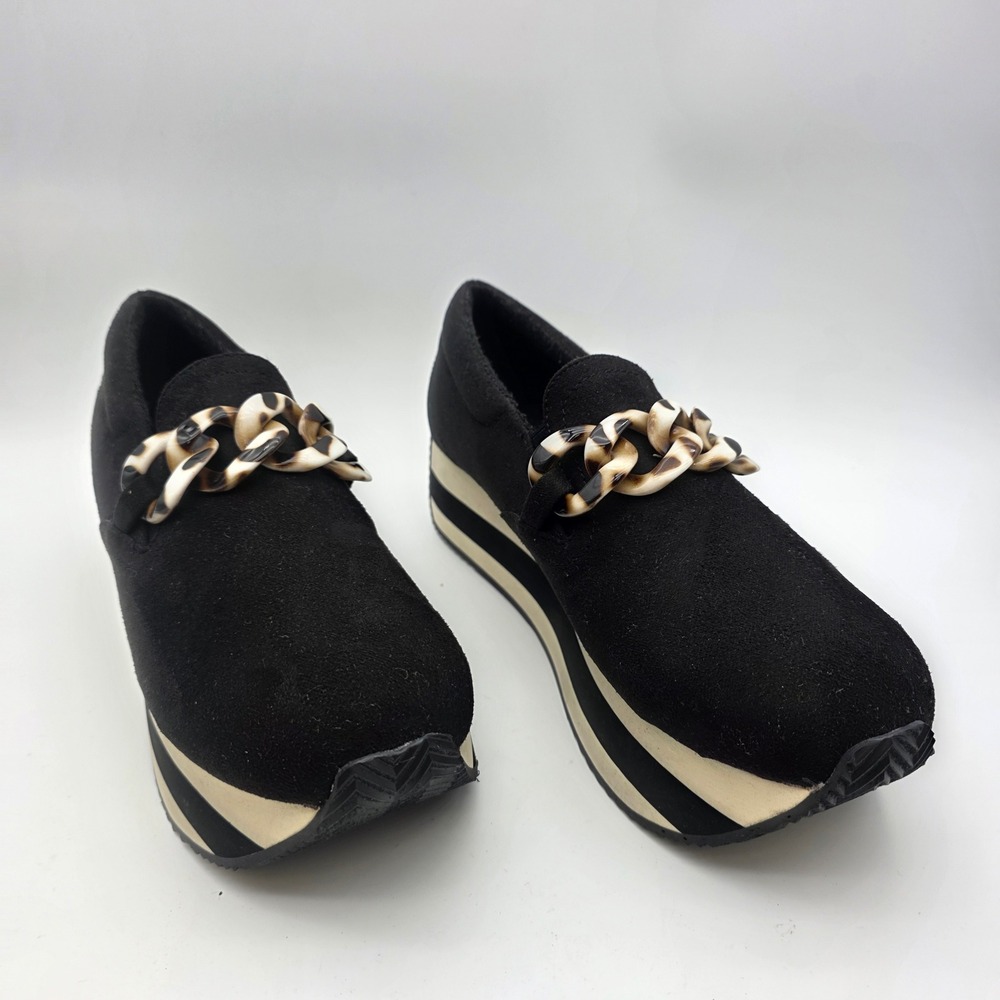 Volatile Platform Sneakers Women's Tortoise Chain Slip On Black 9.5